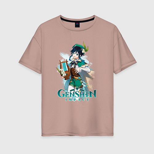 Женская футболка оверсайз Венти Venti Genshin Impact / Пыльно-розовый – фото 1