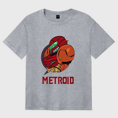 Женская футболка оверсайз Самус Метроид / Меланж – фото 1
