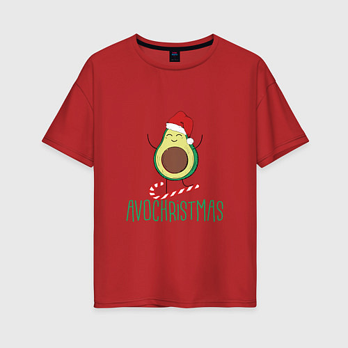 Женская футболка оверсайз AVOCHRISTMAS AVOCADO / Красный – фото 1