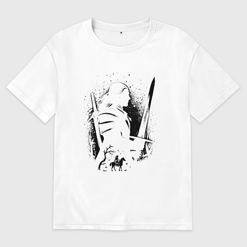 Женская футболка оверсайз ВЕДЬАК КОГТИ ЛОГО ОХОТНИК / Белый – фото 1