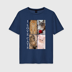 Женская футболка оверсайз I LOVE CATS Я ЛЮБЛЮ КОШЕК