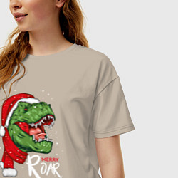 Футболка оверсайз женская T-rex Merry Roar, цвет: миндальный — фото 2