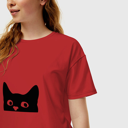 Женская футболка оверсайз Котяра cat / Красный – фото 3