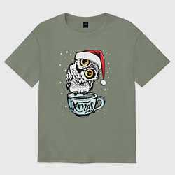 Футболка оверсайз женская X-mas Owl, цвет: авокадо