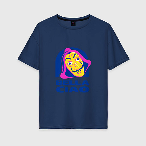 Женская футболка оверсайз Bella Ciao Ding / Тёмно-синий – фото 1