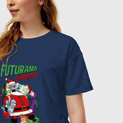 Футболка оверсайз женская Christmas Futurama, цвет: тёмно-синий — фото 2