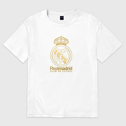 Футболка оверсайз женская Real Madrid gold logo, цвет: белый