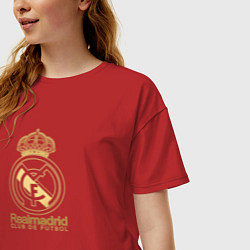 Футболка оверсайз женская Real Madrid gold logo, цвет: красный — фото 2