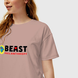Футболка оверсайз женская Mr Beast Philanthropy, цвет: пыльно-розовый — фото 2