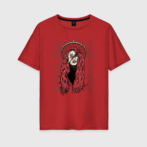 Женская футболка оверсайз Красноволосая девушка / Красный – фото 1