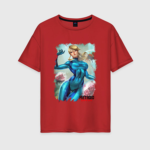 Женская футболка оверсайз Samus Aran Метроид / Красный – фото 1