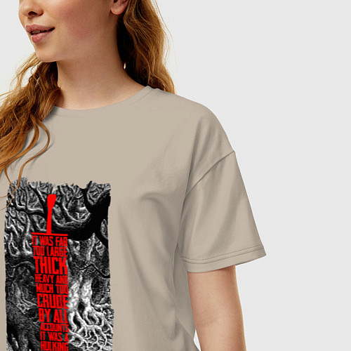 Женская футболка оверсайз BERSERK SWORD БЕРСЕРК МЕЧ / Миндальный – фото 3