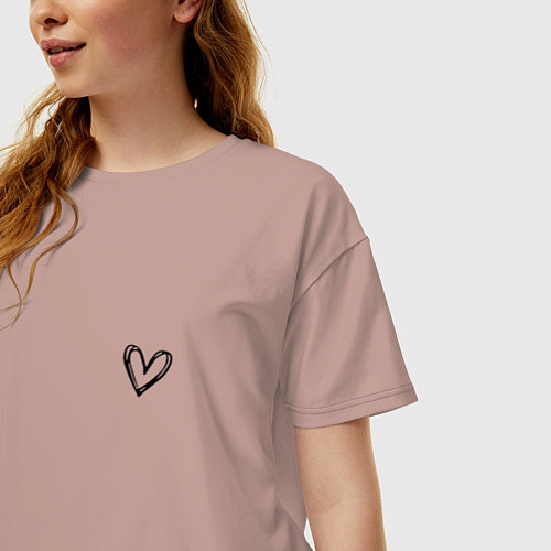 Женская футболка оверсайз Сердечко крохотное / Пыльно-розовый – фото 3
