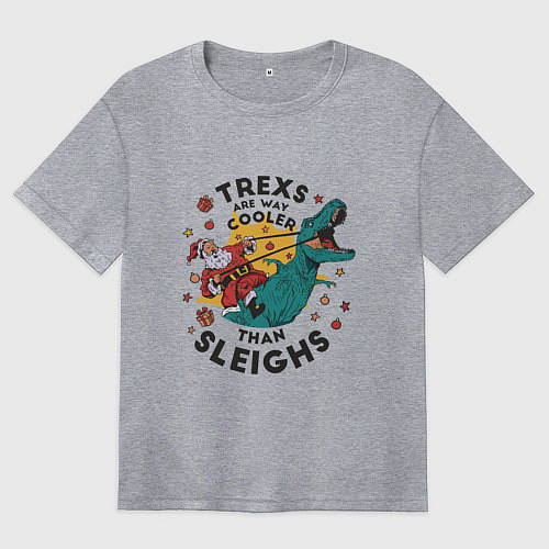 Женская футболка оверсайз T-Rex Christmas / Меланж – фото 1