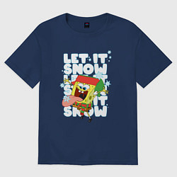 Футболка оверсайз женская LET IT SNOW ГУБКА БОБ, цвет: тёмно-синий