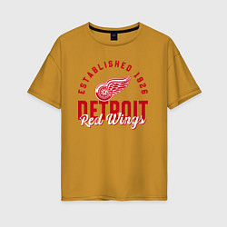 Женская футболка оверсайз Detroit Red Wings Детройт Ред Вингз