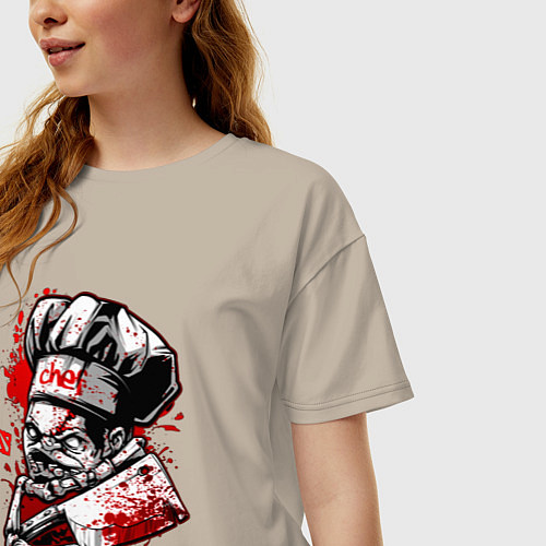 Женская футболка оверсайз DOTA 2 ПУДЖ PUDGE / Миндальный – фото 3