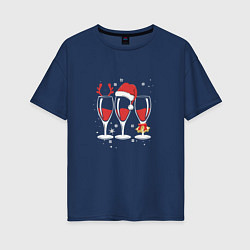 Женская футболка оверсайз Бокалы шампанского для двоих