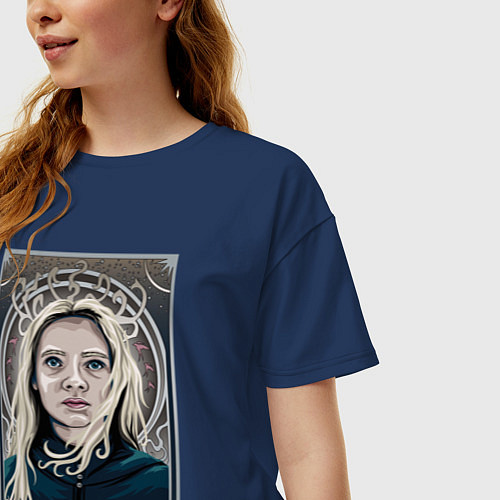 Женская футболка оверсайз ЦИРИ НЕТФЛИКС / Тёмно-синий – фото 3