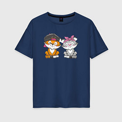 Женская футболка оверсайз Влюбленные тигр и тигрица