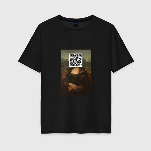 Женская футболка оверсайз QR Mona Lisa / Черный – фото 1