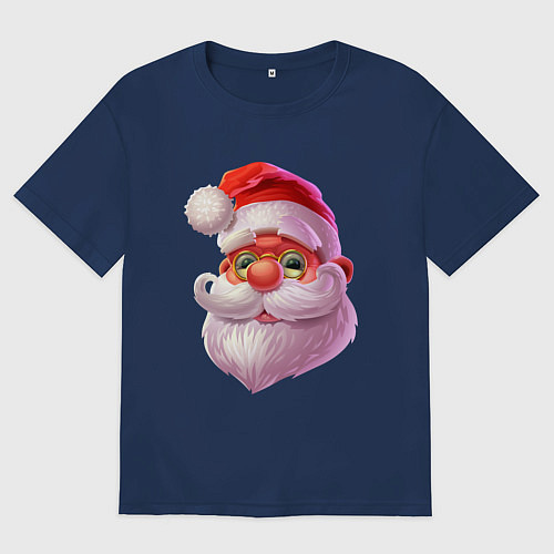 Женская футболка оверсайз Голова Санты! / Тёмно-синий – фото 1