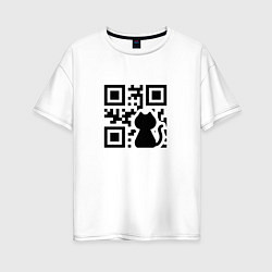 Женская футболка оверсайз CAT QR CODE