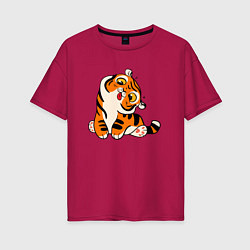 Женская футболка оверсайз Смешной тигренок