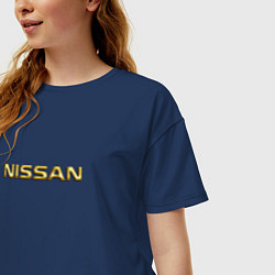 Футболка оверсайз женская Авто NISSAN золотой, цвет: тёмно-синий — фото 2