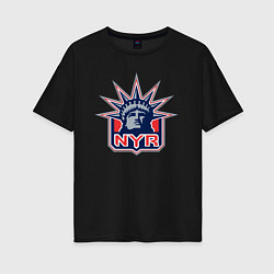 Футболка оверсайз женская Нью Йорк Рейнджерс New York Rangers, цвет: черный