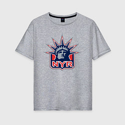 Футболка оверсайз женская Нью Йорк Рейнджерс New York Rangers, цвет: меланж