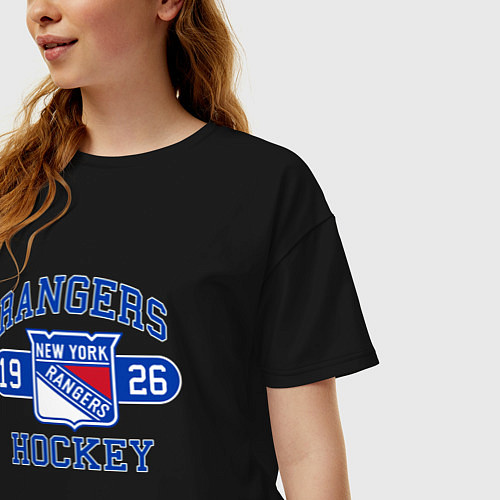 Женская футболка оверсайз Нью Йорк Рейнджерс, New York Rangers / Черный – фото 3