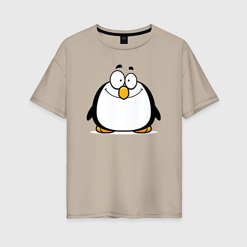 Женская футболка оверсайз Глазастый пингвин / Миндальный – фото 1