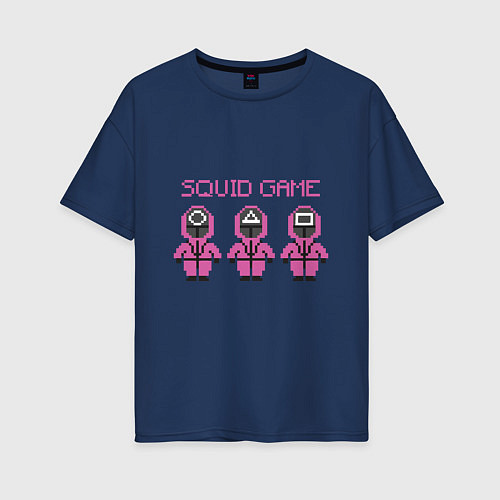 Женская футболка оверсайз Squid Game 8 Bit / Тёмно-синий – фото 1