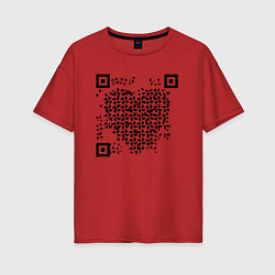 Футболка оверсайз женская QR-Heart, цвет: красный