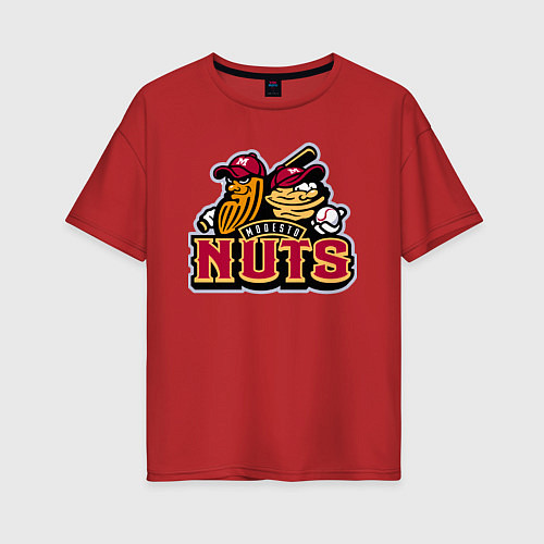 Женская футболка оверсайз Modesto Nuts -baseball team / Красный – фото 1