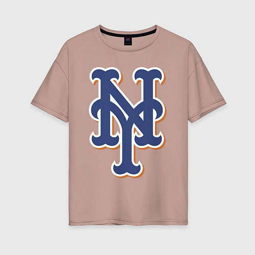 Женская футболка оверсайз New York Mets - baseball team / Пыльно-розовый – фото 1