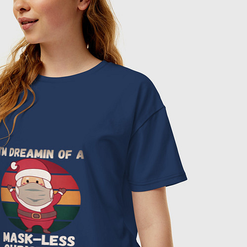Женская футболка оверсайз Рождество без маски / Тёмно-синий – фото 3
