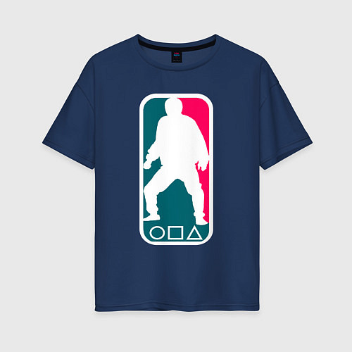 Женская футболка оверсайз Игра в Кальмара Лого / Тёмно-синий – фото 1