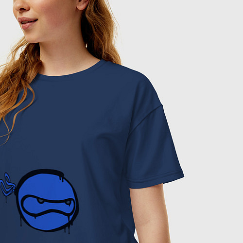 Женская футболка оверсайз Граффити ниндзя / Тёмно-синий – фото 3