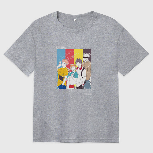 Женская футболка оверсайз Магическая битва персонажи / Меланж – фото 1