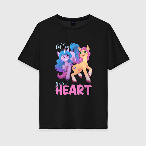 Женская футболка оверсайз My Little Pony Follow your heart / Черный – фото 1