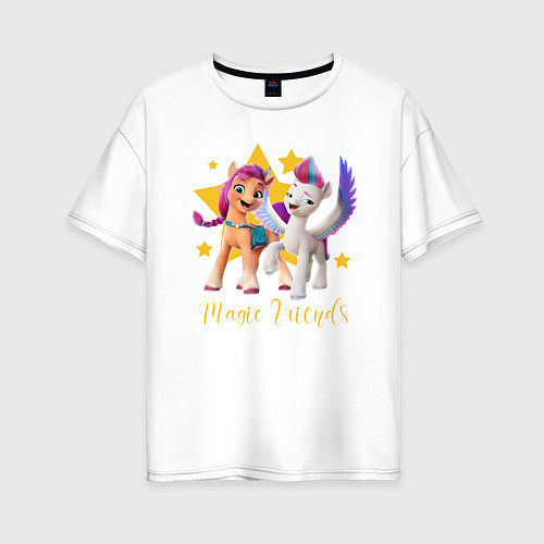Женская футболка оверсайз Magic Pony Friends / Белый – фото 1