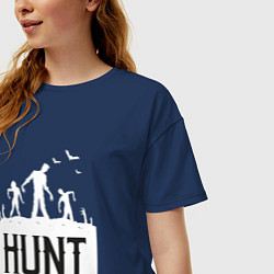 Футболка оверсайз женская Выходим на охоту, цвет: тёмно-синий — фото 2