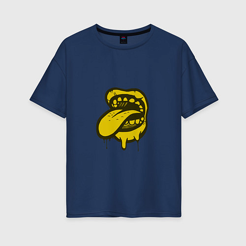 Женская футболка оверсайз Граффити выкуси / Тёмно-синий – фото 1