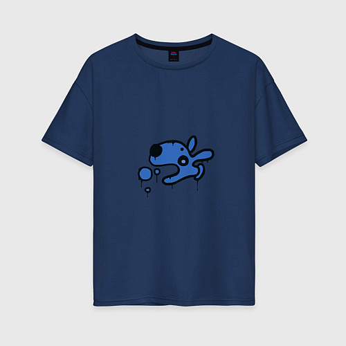 Женская футболка оверсайз Граффити собачка / Тёмно-синий – фото 1