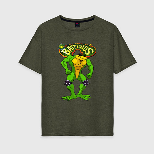 Женская футболка оверсайз Battletoads Боевые жабы Рэш / Меланж-хаки – фото 1