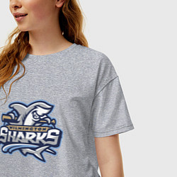 Футболка оверсайз женская Wilmington sharks -baseball team, цвет: меланж — фото 2