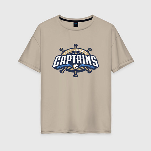 Женская футболка оверсайз Lake County Captains - baseball team / Миндальный – фото 1