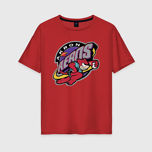 Женская футболка оверсайз Akron Aeros - baseball team / Красный – фото 1